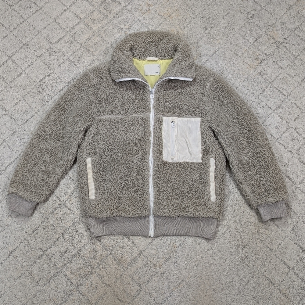 Wilfred Free Jacket Women's XS Gray Sherpa Teddy Fleece Cozy Full Zip Aritzia